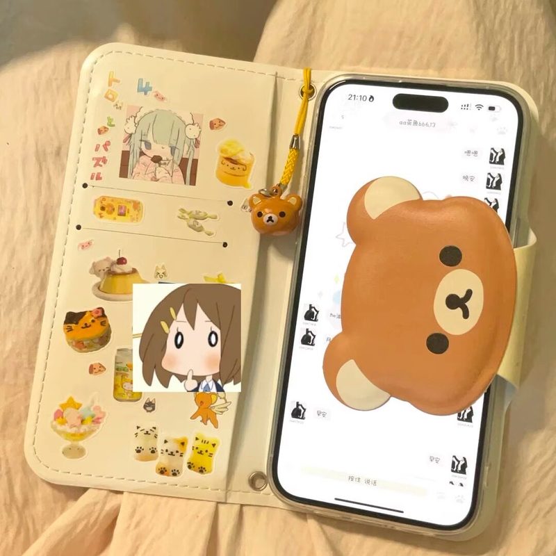 Phone Accessories Hippers - เคสโทรศัพท์หนังพับลายการ์ตูนริลัคคุมะน่ารัก สำหรับ iPhone 17 Pro Max